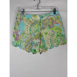 Lilly Pulitzer The‎ Buttercup Shorts Womens 2 Scalloped Coastal Beach